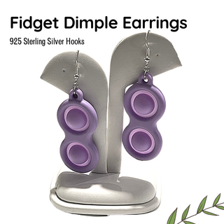 Mini Dimple Fidget Dangle Earring with Sterling Silver Hypoallergenic Hoops