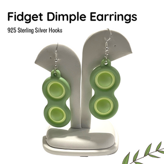 Mini Dimple Fidget Dangle Earring with Sterling Silver Hypoallergenic Hoops