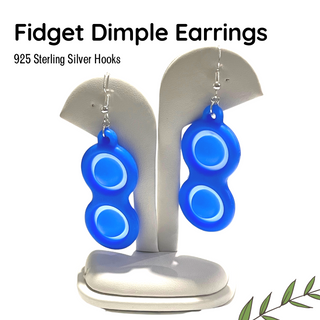 Mini Dimple Fidget Dangle Earring with Sterling Silver Hypoallergenic Hoops