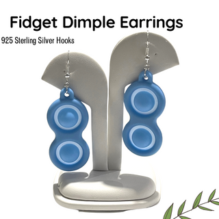 Mini Dimple Fidget Dangle Earring with Sterling Silver Hypoallergenic Hoops